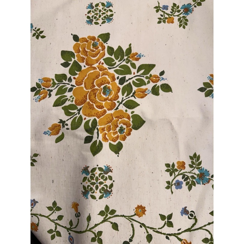 Vintage 1974 Sears‎ Roebuck Yellow Floral Rose Fabric Panel Retro 70s Decor 4YDS - Picture 3 of 12